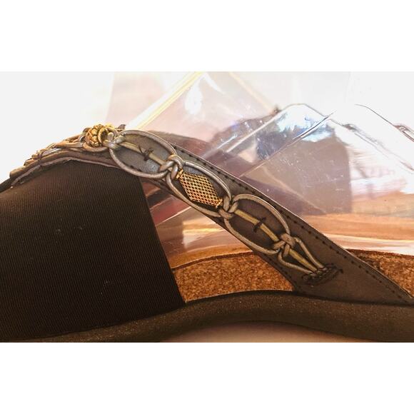 Naot Sz 39 US 8.5 Jennifer Black Stretch Fabric Strp Unique Piping Silver Beads - Picture 7 of 10